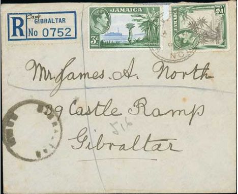 Registered Mail. 1941-45 Registered covers to Gibraltar (2), Paraguay, Dutch forces in Canada (2, one redirected to G.B) or s