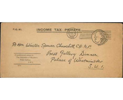 Winston Churchill. The very well written up thematic display on 44 pages with picture postcards, scarce 1926 "Income Tax - Pr