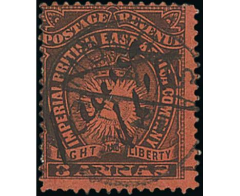 1 Anna on 3a Black on red, manuscript surcharge with initials "V.H.M"; and 1 Anna on 4a brown, manuscript surcharge with init
