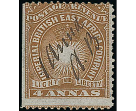 1 Anna on 4a brown, manuscript surcharge with initials "A.B", mint left marginal single, the surcharge in a differing hand to