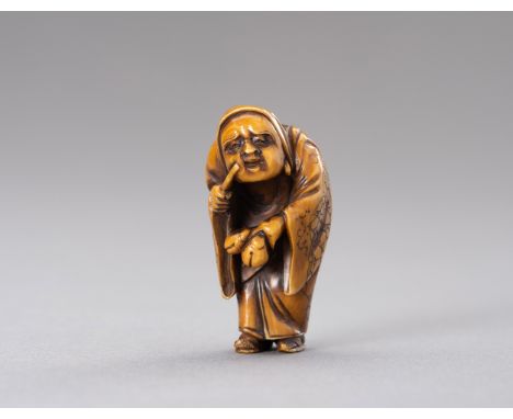 A STAINED IVORY NETSUKE OF DARUMAJapan, Meiji period (1868-1912)The finely carved and stained ivory netsuke depicting Daruma 