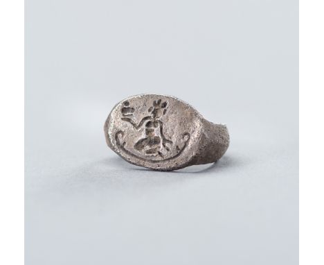 A PYU CULTURE SILVER ALLOY 'LAKSHMI' RING, 9TH TO 11TH CENTURYBurma/Myanmar region, Pyu city states, circa 9th - 11th century