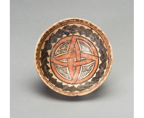 A SAMANID CONICAL POTTERY BOWL, 9th - 10th CENTURYEast Persia. The bowl rising from a short foot, decorated in black and red 