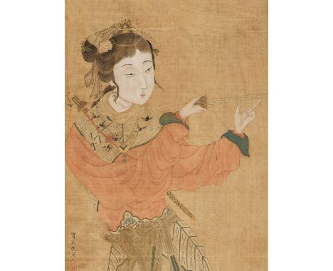 THE LEGENDARY WARRIOR LIN SINIANG', QING DYNASTYChina, 1644-1912. Ink and watercolors on silk. Finely painted with the beauti