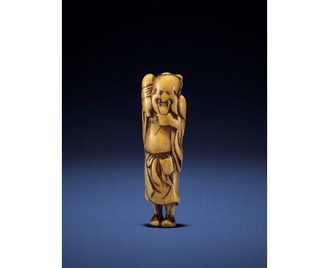 A STAG ANTLER NETSUKE OF A SENNINUnsignedJapan, early 18th century, Edo period (1615-1868)Carved from a hollow branch of antl