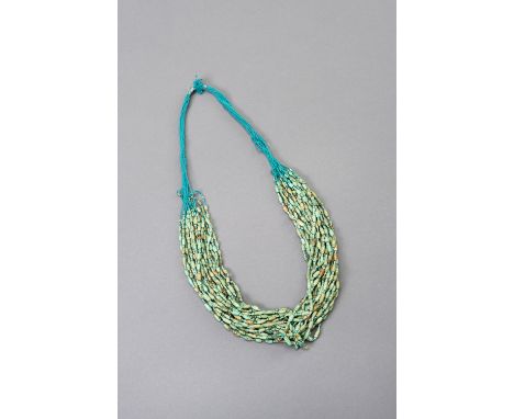 AN ANCIENT BACTRIAN TURQUOISE BEAD NECKLACEAncient region of Bactria, presumably c. 2000 years old. Composed of cylindrical s
