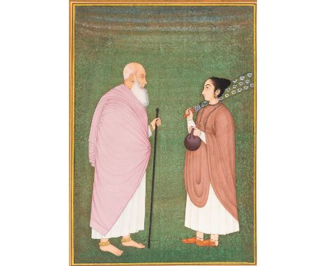 A FINE INDIAN MINIATURE PAINTINGIndia, 19th century. Ink, gouache, watercolor, and gold color on paper. Finely painted depict