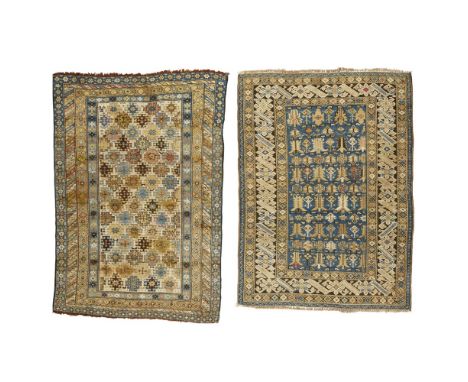 TWO CHICHI RUGSEAST CAUCASUS, LATE 19TH/EARLY 20TH CENTURY the first with ivory field with allover hooked lozenge pattern, wi