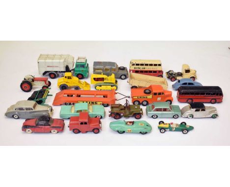 Dinky Toys - Fourteen unboxed diecast model vehicles to include; 'Volkswagen Karmann Ghia', 282 'Duple Roadmaster Leyland Roy