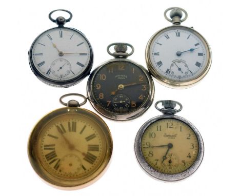 Late Victorian silver cased open face pocket watch, the white enamel Roman dial with gilt hands and seconds subsidiary, Birmi
