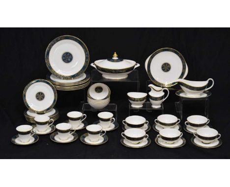 Royal Doulton 'Carlyle' pattern part dinner service, comprising eight dinner plates, eight side plates, one tureen, six soup 