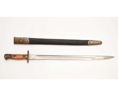 British Pattern 1907 World War One rifle bayonet by Wilkinson, stamped ricasso and dated '190*', 43cm long single edged fulle