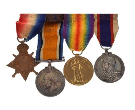 British First World War medal group to Leading Stoker A.C. Harris, Royal Navy comprising; Naval Volunteer Reserve Long Servic