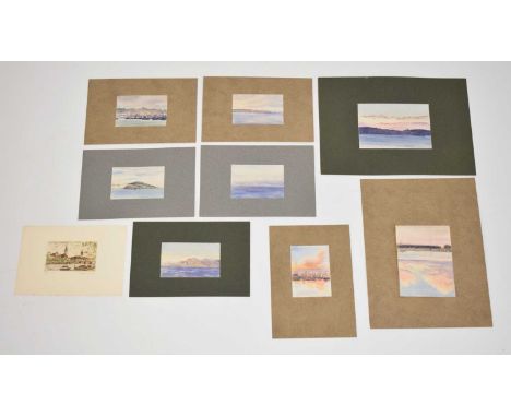 Folio of eight Mediterranean watercolour studies to include; 'Algiers', 'Las Palmas', 'Tangier', etc mounted but unframed, to