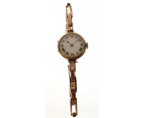 Early 20th century lady's 9ct gold cocktail watch, the white Roman dial with blued steel hands, manual wind movement, 25mm di