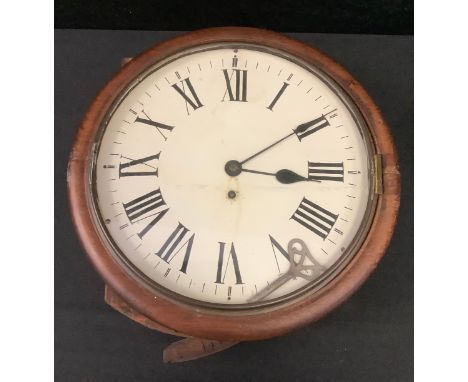An early 20th century mahogany cased station clock, white enamel face, Roman numerals, c.1910/20 