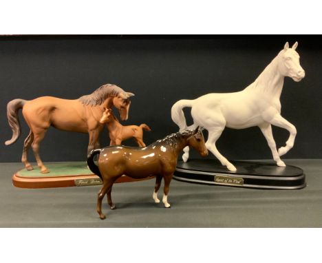 A Royal Doulton model Horse, First Born, matt, plinth base, others Spirit of the Wind etc (3) 