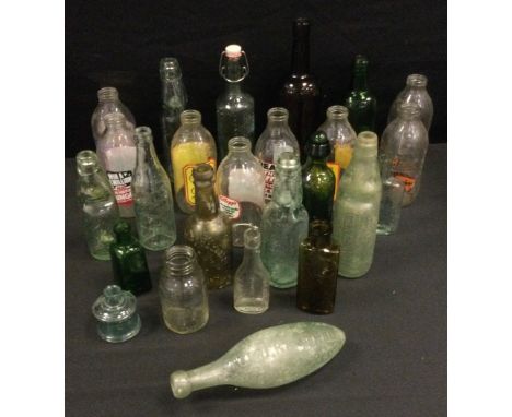 A 19th century glass cod neck bottle, marked 'Bags Bros. Canal Walk, Portsmouth'; a 19th century, J. Schweppe and Co. glass H