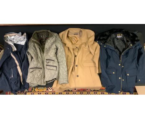 Fashion &amp; Textiles - a Barbour International waterproof jacket, size12, Barbour silver grey quilted,  size 14 ;  others c