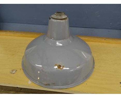 Vintage enamel lampshade with ceramic bulb holder. Diameter 36cm approx&nbsp;