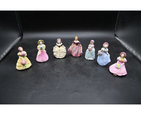6 miniature vintage Coalport figurines from the Crinoline Ladies Collection to incl Sylvia, Audrey, Joan, Kitty, Jessica and 