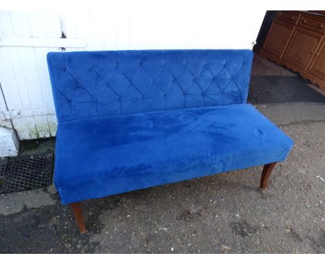Velvet upholstered sofa/bench L140cm approx 50cm deep 84cmH