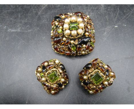 Christian Dior brooch and earrings set Marked made in Germany for Christian Dior 1963 by Henkel & Grosse (clip on earrings) N