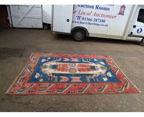 Red/blue Aztec rug 200cm x 300cm approx&nbsp;