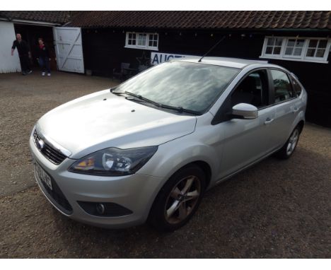 Silver Ford Focus Zetec 100, 1.6 petrol engine, 52,266 miles. MOT expires 15th Jul 2025. Manufactured 2009 (From a deceased e