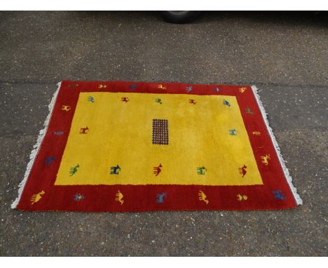 Yellow/red Aztec rug 126cm x 183cm approx&nbsp;