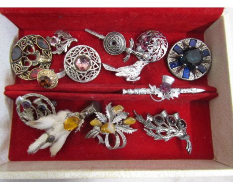 Celtic style brooches in jewellery box&nbsp;