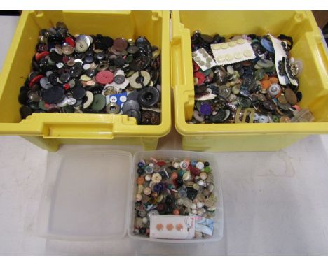 Collection of vintage buttons in 3 tubs&nbsp;