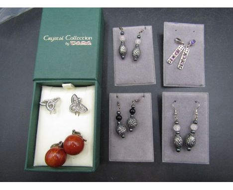 5 x&nbsp; earrings- silver Rennie Mackintosh, 3 x Celtic with semi precious stones and 1 pair clip on&nbsp;