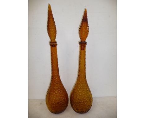Pair of vintage Empoli bottles 43cmH one bottle top missing the bung