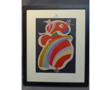 Lithograph Wassily Kandinsky 1866 - 1944 "Composition" printed by Maeght 1969, mounted in ebonised frame. H-32.5cm, W- 24cm