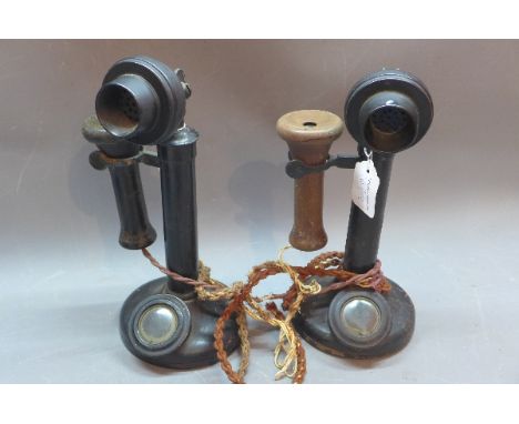 Two vintage GPO iron stick telephones, model 150 (unconverted) 