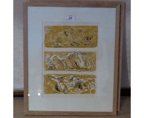 A John Piper lithograph titled 'Bull Slaughter Bay Pembrokeshire' 30cm x 22cm