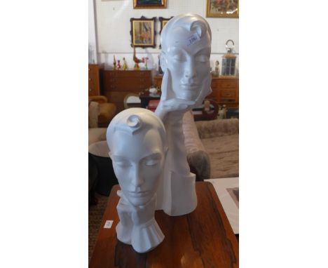 Two 1980's Dior mannequin head busts, tallest H:60cm