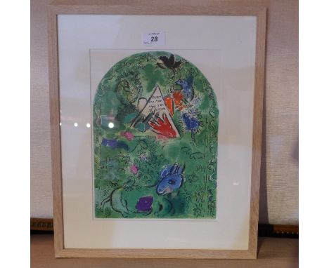 A Marc Chagall lithograph titled 'Jerusalem Window', printed by Mourlot, 30cm x 22cm