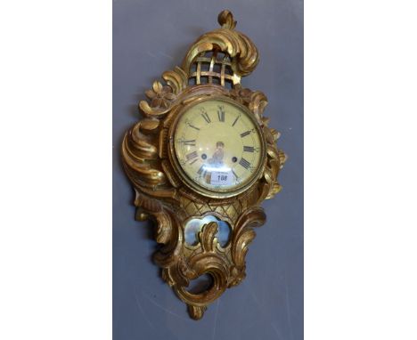 A giltwood Swedish wall clock