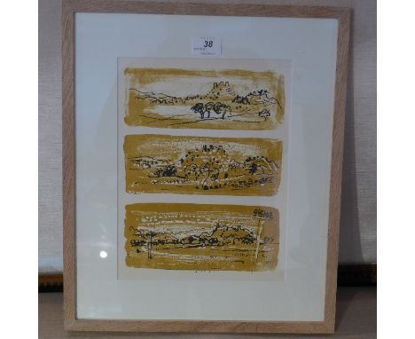 A John Piper lithograph titled 'Drysllwyn Castle', 30cm x 22cm