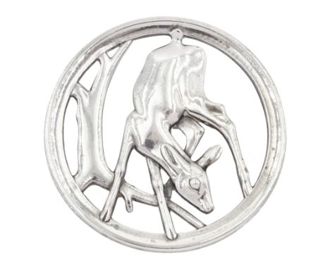 Georg Jensen silver deer by a tree brooch, No. 298, designed by Hugo Liisberg, London import mark 1966, boxedCondition Report