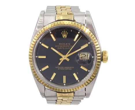 Rolex Oyster Perpetual Datejust gentleman's gold and stainless steel automatic presentation wristwatch, Ref. 1601, serial No.