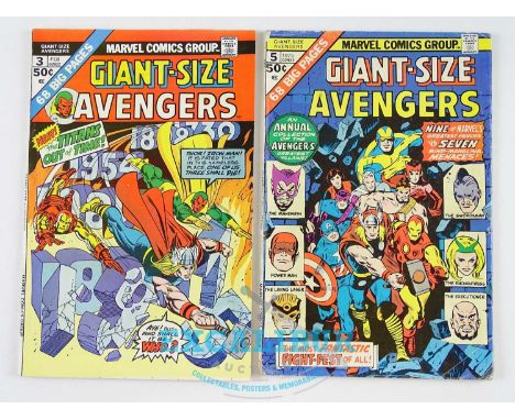 GIANT-SIZE AVENGERS #3 &amp; 5 (2 in Lot) - (1975 - MARVEL) - Story continued from The Avengers #132 - #3 has Gil Kane cover 