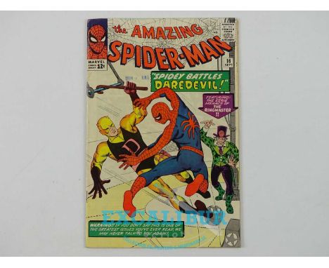 AMAZING SPIDER-MAN #16 - (1964 - MARVEL) - Daredevil's first crossover (wearing his original yellow  &amp; black costume) + S