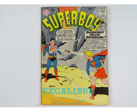 SUPERBOY #80 (1960 - DC - UK Cover Price) - First meeting of Superboy and Supergirl - Curt Swan cover and interior art - Flat