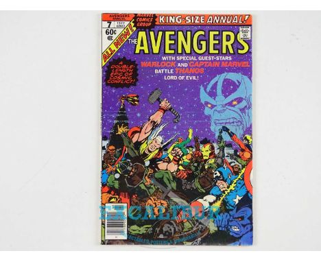 AVENGERS KING-SIZE ANNUAL #7 - (1977 - MARVEL) - Includes "Death" of Adam Warlock + Thanos, Captain Marvel appearances - Jim 