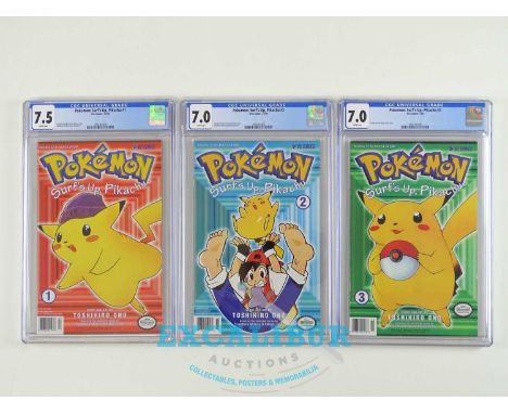 POKEMON SURF'S UP PIKACHU #1, #2, #3 (3 in Lot) - (VIZ Comics 1999/2000) - CGC Graded - Includes #1 Graded 7.5 + #2, #3 are g