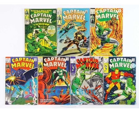 CAPTAIN MARVEL #3, 9, 10, 11, 12, 13, 14 (7 in Lot) - (1968/69 - MARVEL - US Price, UK Cover Price &amp; UK Price Variant) In