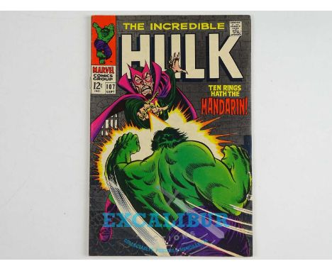 INCREDIBLE HULK #107 (1968 - MARVEL) Hulk battles Mandarin + Nick Fury and S.H.I.E.L.D. appearances - Marie Severin cover wit